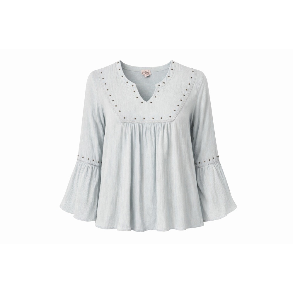 COMO Vintage Women's Bell‎ Sleeve Studded Neckline Tunic Top XL